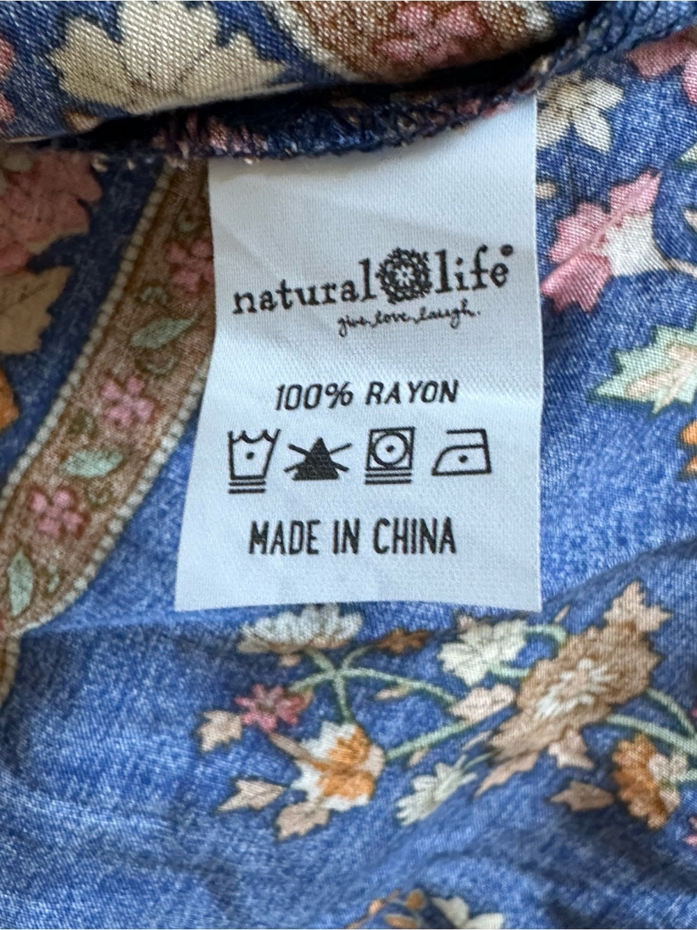 NWOT Natural Life Tricia Mini Dress "Blue Yellow Roses" Medium - Picture 5 of 5
